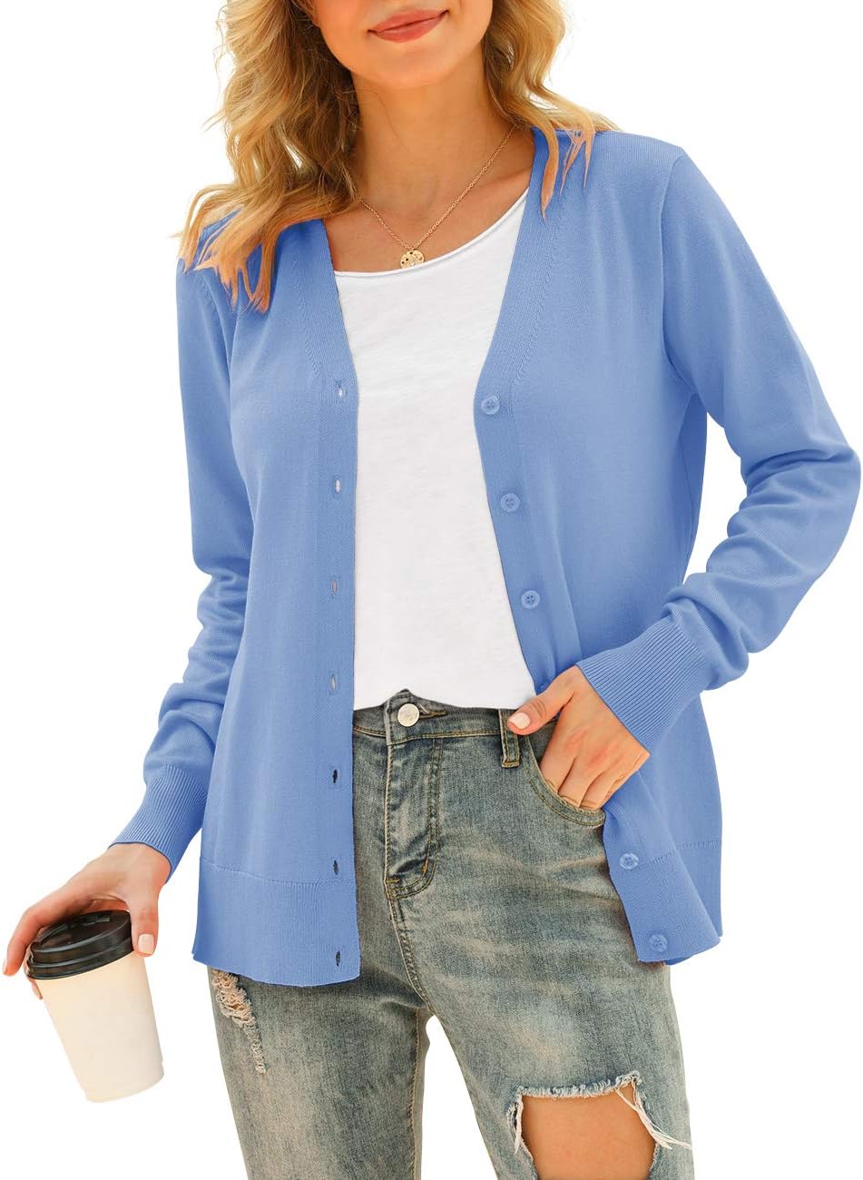 VIISHOW Women's V Neck Button Down Knitwear Long Sleeve Soft Basic Knit Cardigan Sweater