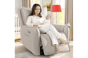 CFVYNE Power Recliner Gliders for Nursery, Electric Swivel Rocker Recliner Chair, Comfy Upholstered Living Room Reclining Rocking Chairs with Lumbar Support
