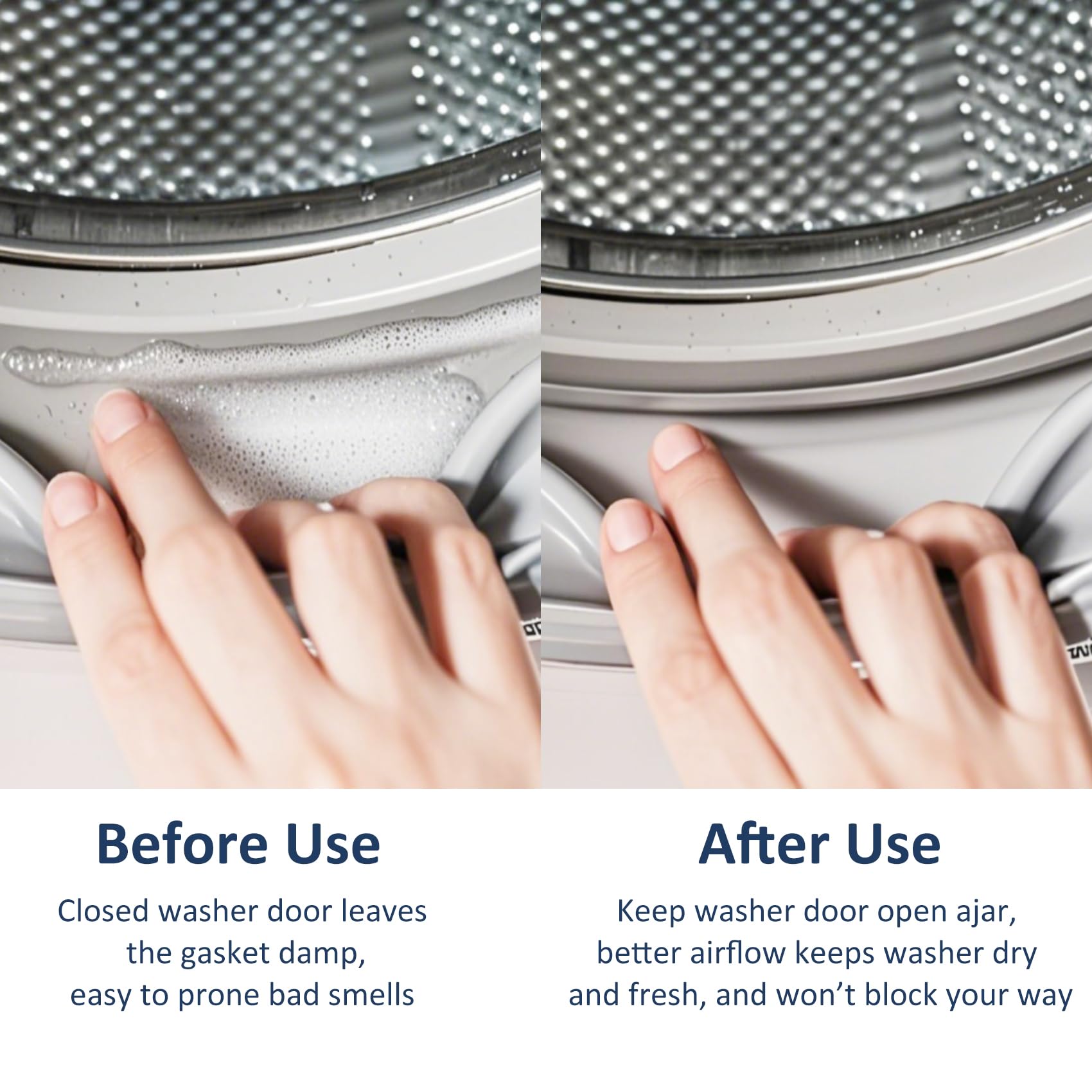 Front Load Washer Door Prop and Holder – Magnetic Door Stopper with Strong Magnet and Flexible Hose – Keep Washer Door Open for Ventilation – Easy to Use, Fits Most Front Load Washers - Black