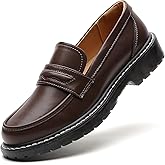 XMM Black Loafers for Women Chunky Loafer Shoes Penny Loafers Flats Lug Sole Lightweight Slip On Ladies Shoes Business Casual Dressy Comfortable Office Shoes