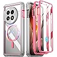 Poetic Guardian Case for OnePlus 13 5G, Built-in Screen Protector [Work with Fingerprint ID ], [2 Front Frame] Full Body Shockproof Rugged Clear Cover Case, Pink/Clear