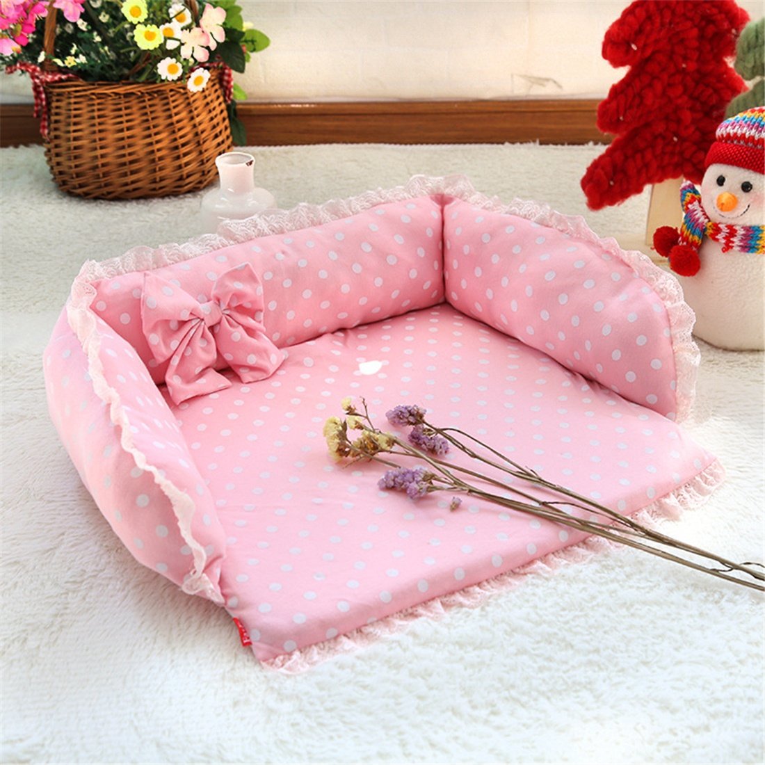 Zsypet Dog Cat Pink Sofa Bed Small Medium Pet Washable Foldable