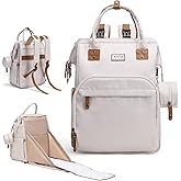AIITA Diaper Bag Backpack, Multifunction Diaper Bag with Changing Station, Stylish Baby Bags, Large Unisex Diaper Backpack for Mom and Dad, Baby Registry Search, Portable Changing Pad – White Beige