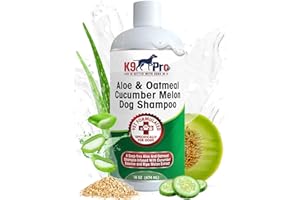K9 PRO Oatmeal Dog Shampoo and Conditioner - for Dogs with Allergies and Dry Itchy Sensitive Skin. Best Hypoallergenic Medicated Tear Free Anti Itch for Puppy - with Aloe Cucumber Essence and Melon Extract
