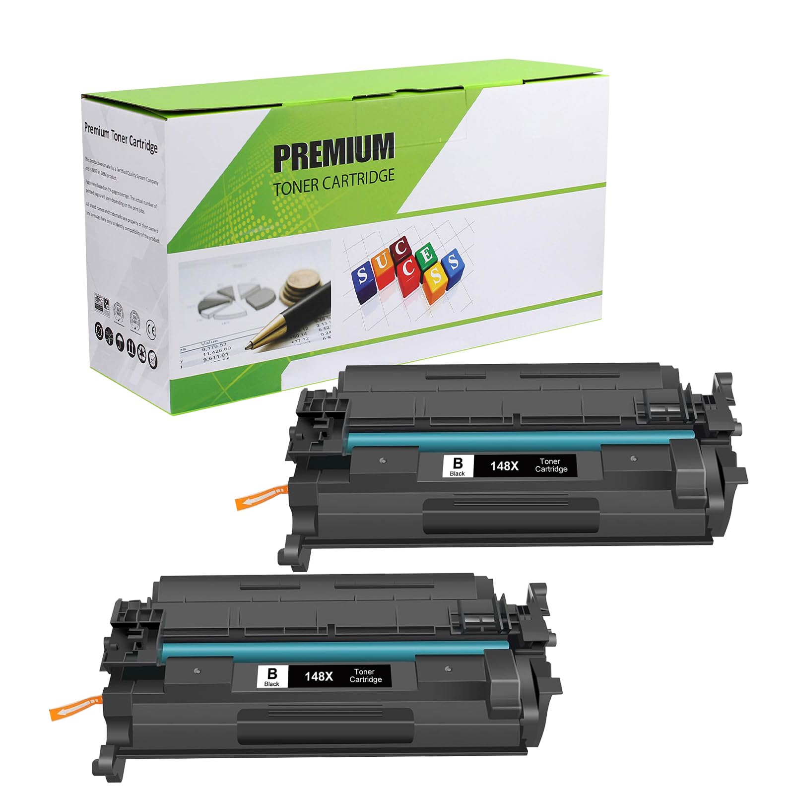 Photo 1 of 148X W1480X High Yield Toner Cartridges ( 2X 9500 Pages) Compatible 148X 148A W1480A Toner Cartridges with HP Laserjet Pro 4001dw 4001dn 4001n MFP 4101fdw 4101fdn Printer (Black, 2pack, with Chip )