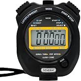 General Tools SW269 Sport Timer, Stopwatch with Clock , Black