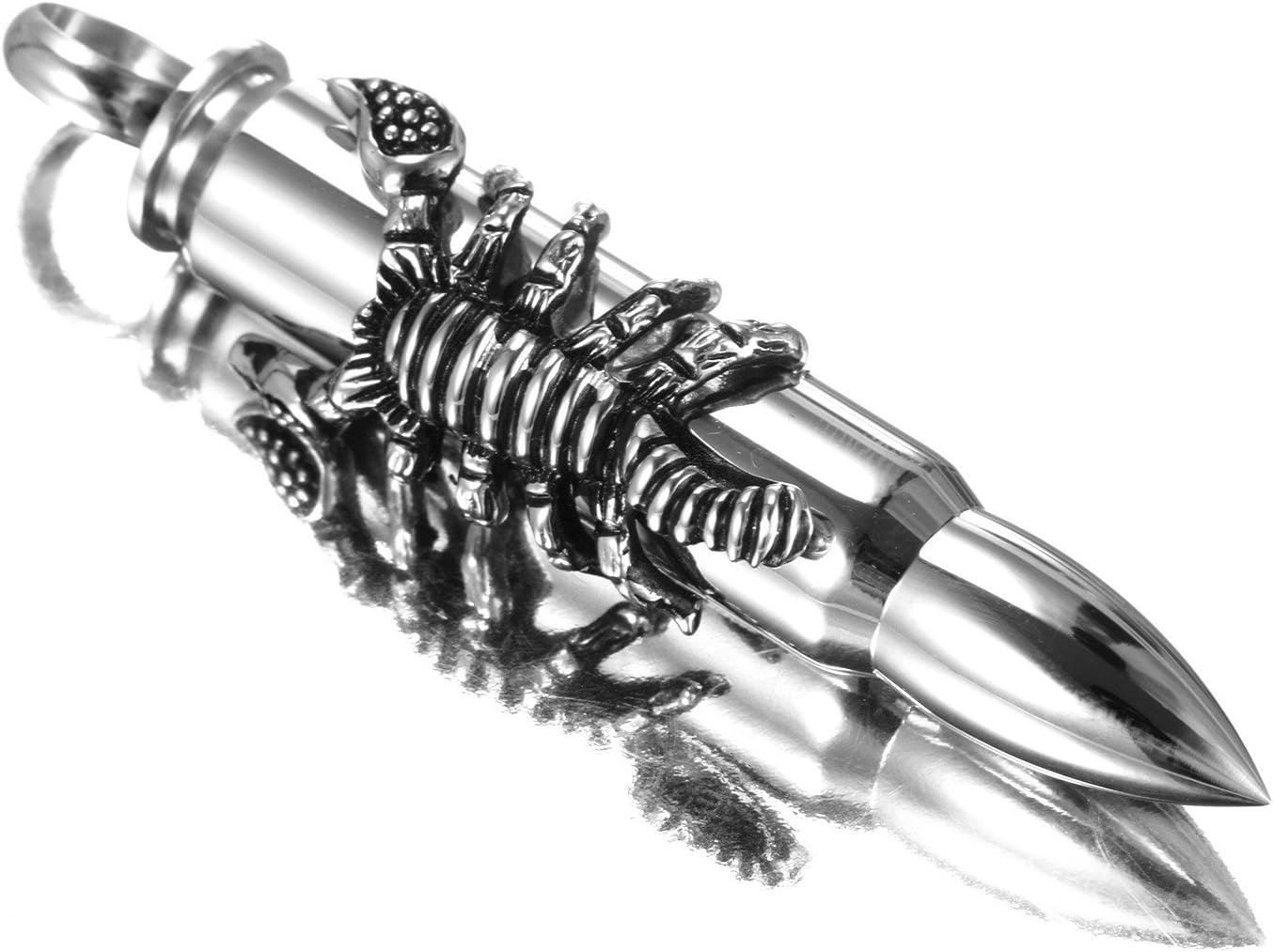 Punk Mens Stainless Steel US Army Scorpion Bullet Pendant Necklace,24 inch Chain