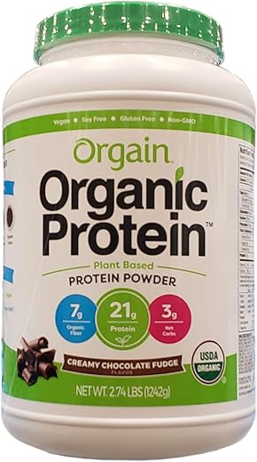 Orgain Organic Protein Plant-Based Powder, Creamy Chocolate Fudge,オーガニック　プロテイン　クリーミーチョコレートファッジ 1242ｇ〔並行輸入〕