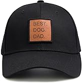 Qoyupuza Best Dog Dad Hat for Men, Fathers Day & Birthday Gifts, Adjustable Cotton Baseball Cap with Leather Patch Black
