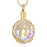 Hearbeingt Teardrop Urn Necklaces for Ashes Tree of Life Memorial Ashes Lockets, Cremation Jewelry Keepsake Pendant for Ashes for Women for Men