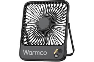 Warmco 10000mAh Portable Travel Fan 7-inch, Max 24H Runtime, Ultra-thin Quiet Rechargeable Battery Operated Desk Fan with Digital Display for Camping, Office, Bedroom, Cruise Essentials
