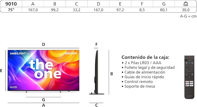 Ambilight 'The One' 75PUS9010 4K Smart TV - Pantalla de 75 Pulgadas con P5 Picture Engine Ultra HD, Titan OS, Dolby Vision y Sonido Dolby Atmos — foto 3 de 8