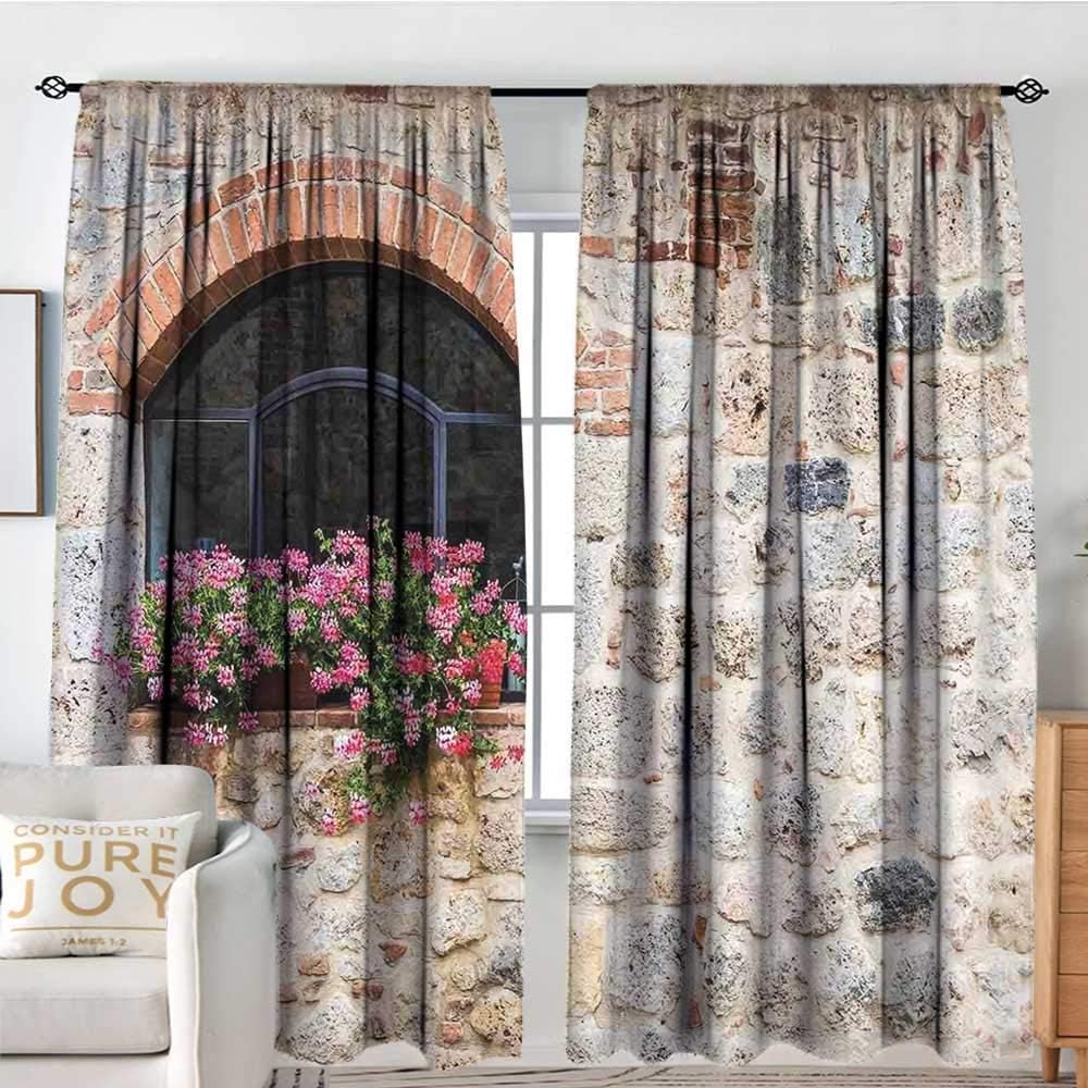 Juego de 2 paneles de cortina toscana, arquitectura gótica abandonada