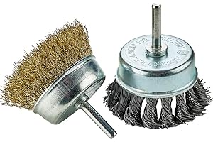Katzco Wire Wheels Brush - 2 Pack Knotted and Crimped Cups for Rust Removal, Corrosion and Paint - Hardened Steel Wire for Reduced Wire Breakage and Longer Life