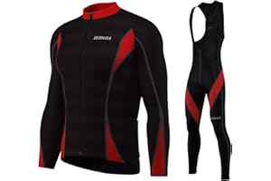 Mens Cycling Bib Tight Jersey Set Thermal Super Roubaix Bicycling Tights, Free Cycling Skull Cap