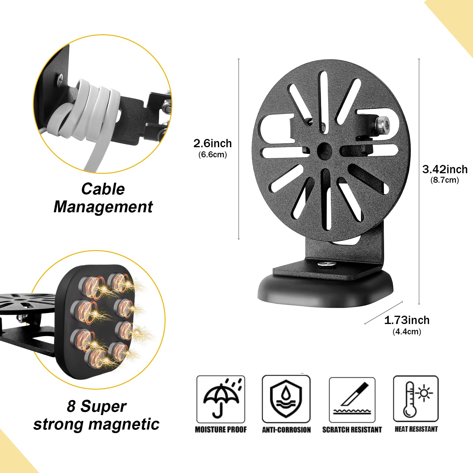 Universal Magnetic Security Camera Mount - 360° Rotation & Tilt -Damage Free Indoor Outdoor Holder fits for Enfy,Tplink,Blink,Wyze,Google Nest,Ring for Metal Surface in Curise,Garage,Carport,Workshop