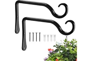 BOLITE Plant Hangers, 6 Inch Hanging Plant Brackets Outdoor Indoor, Wall Hooks for Hummingbird Feeders, Bird Feeders, Planters, Lanterns, Wind Chimes, Home Decor, 2 Pack, Black, Gifts for Women Men