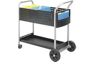 Safco Scoot Legal SizeMail Cart 5239BL Black, Swivel Wheels