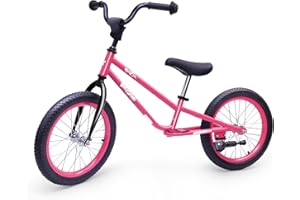 bicystar 16 Inch Kids Balance Bike for 5-8 Year Old, BMX Kids Bike with No Pedals, Air Rubber Tires, Footrests, Adjustable Height for Big Kids, Boys, Girls