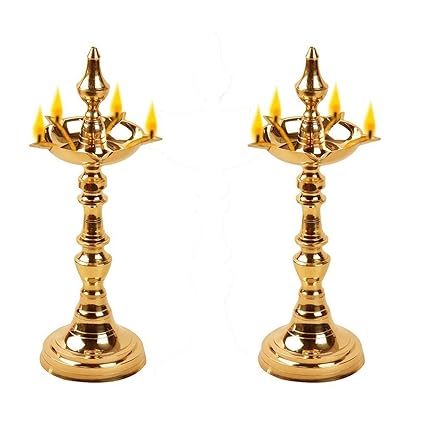 Crispy Deals Brass Diya (14 cm height, Gold)