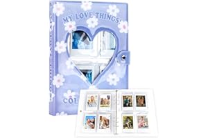 REKEEN 208 Pockets 3 Inch Mini Photo Album for Fujifilm Instax Camera, Kpop Photocard Binder, Love Heart Hollow Photocard Holder Book, Business Card Book Holder, Instax Mini Album Book (Chrysanthemum)