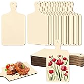 36 Pcs Mini Wooden Cutting Board for Crafts Small Charcuterie Boards Bulk with Handles Unfinished Wood Paddle Blank Chopping Plank for DIY Kitchen Thanksgiving Christmas Cooking Decor (9.4" X 5.1")