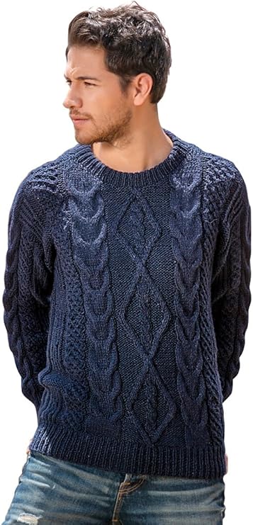 Gamboa - Warm und Weich Alpaka Handgemachter Pullover - Meerblau