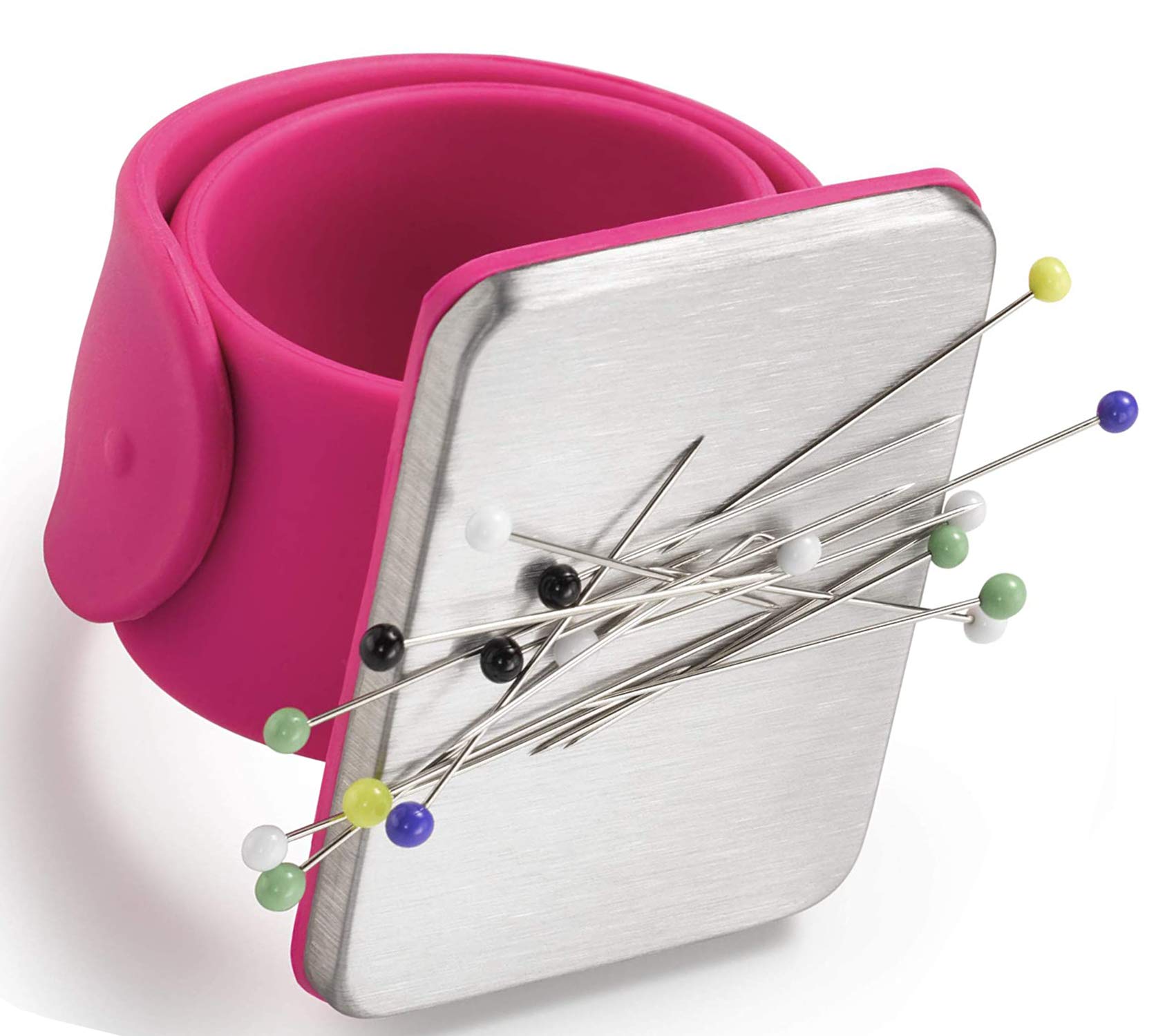 Magnetic wrist strap,1PCS Magnetic Silicone Wrist Strap,Magnetic Pin Bracelet,Magnetic Sewing Pincushion,Square Pin Cushion with Silicone Wrist Strap Wristband for DIY Sewing Embroidery Hair Clips