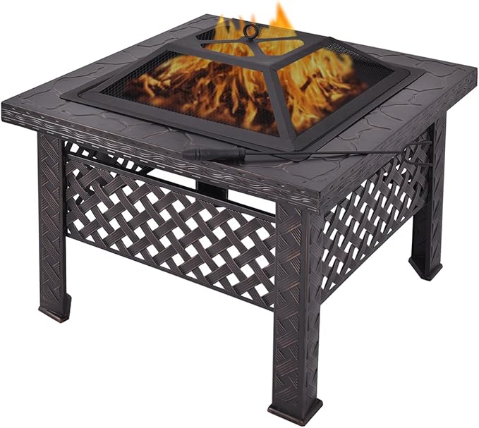 Goplus Garten Feuerstelle Feuerschale für Holz Holzkohle Feuerkorb Ofen
