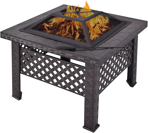 Goplus Garten Feuerstelle Feuerschale für Holz Holzkohle Feuerkorb Ofen