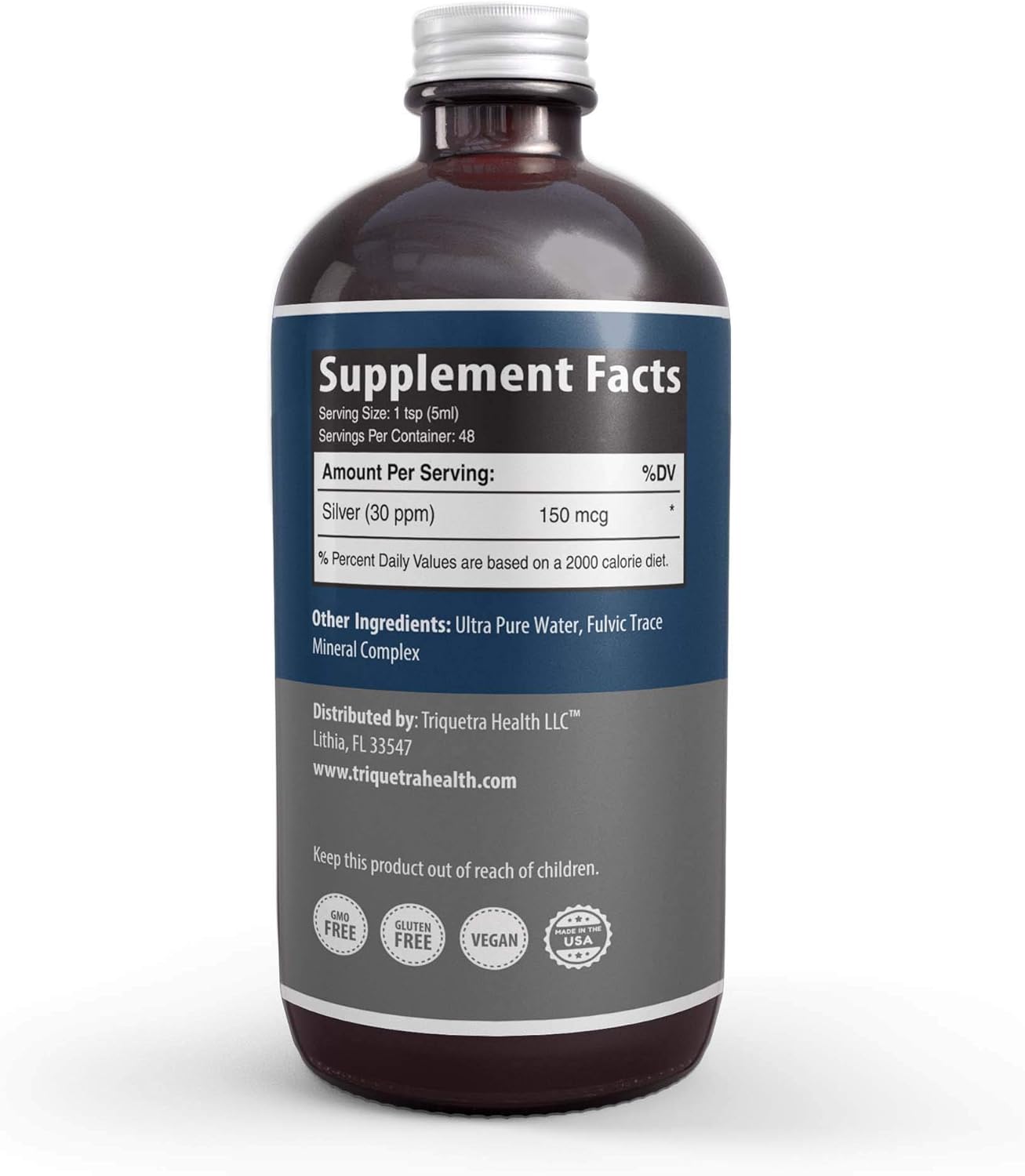 Bioactive Colloidal Silver - 8 oz, Glass Bottle, Vegan, Safe Doses with Highest Effectiveness - Nano Ions, 30 PPM - Immune Support (48 Servings): Health & Personal Care