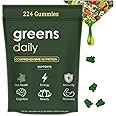Daily Gummies, Super Greens Gummies Packets - Organic Chlorella and Spirulina, Digestive & Gut Health, Multi-Fruits Vegetables Vitamins & Minerals - 224 Superfood Gummy with Fiber and Prebiotics