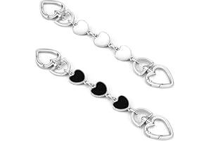 ZLSPTK 2Pcs Purse Extender Chain Silver Bag Extender Chain Heart Purse Strap Extender Black White Purse Strap Replacement Crossbody Purse Accessories for Women Bag Charms for Handbags Tote Bags Purse Making