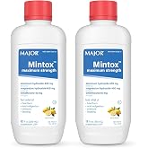 MAJOR Mintox Maximum Strength Antacid/Antigas for Fast Relief of Heartburn, Acid Indigestion, Pressure, Bloating - Lemon Creme - 12 Fl Oz (355 mL) (2 Pack)
