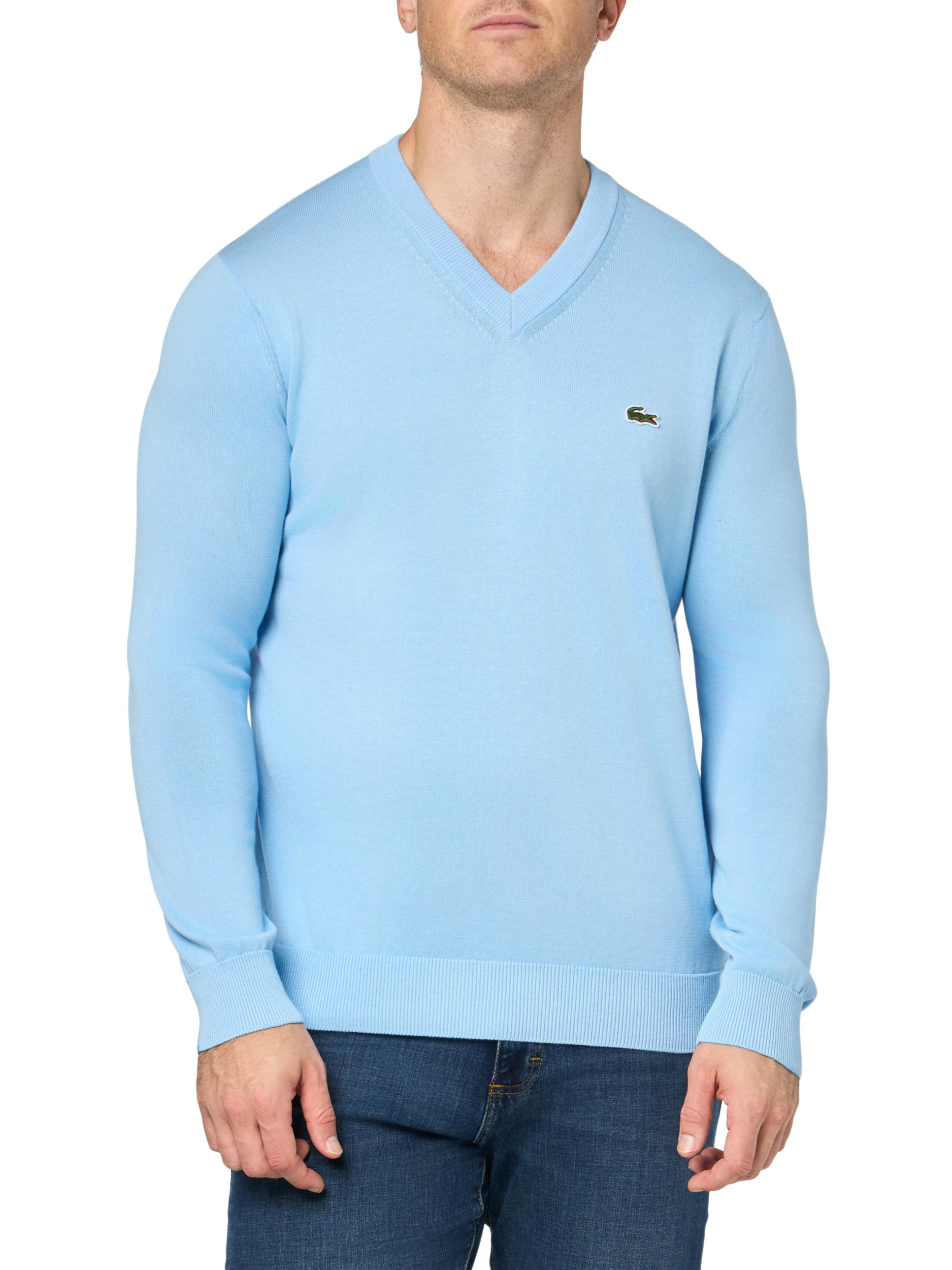 Lacoste Mens Monochrome Cotton V Neck Sweater, Overview, X-Large