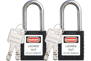 Boviisky Lockout Lagout Lock, 2 Black Loto Locks，Keyed Different, 2 Keys Per Lock, OSHA Compliant Lockout Lock