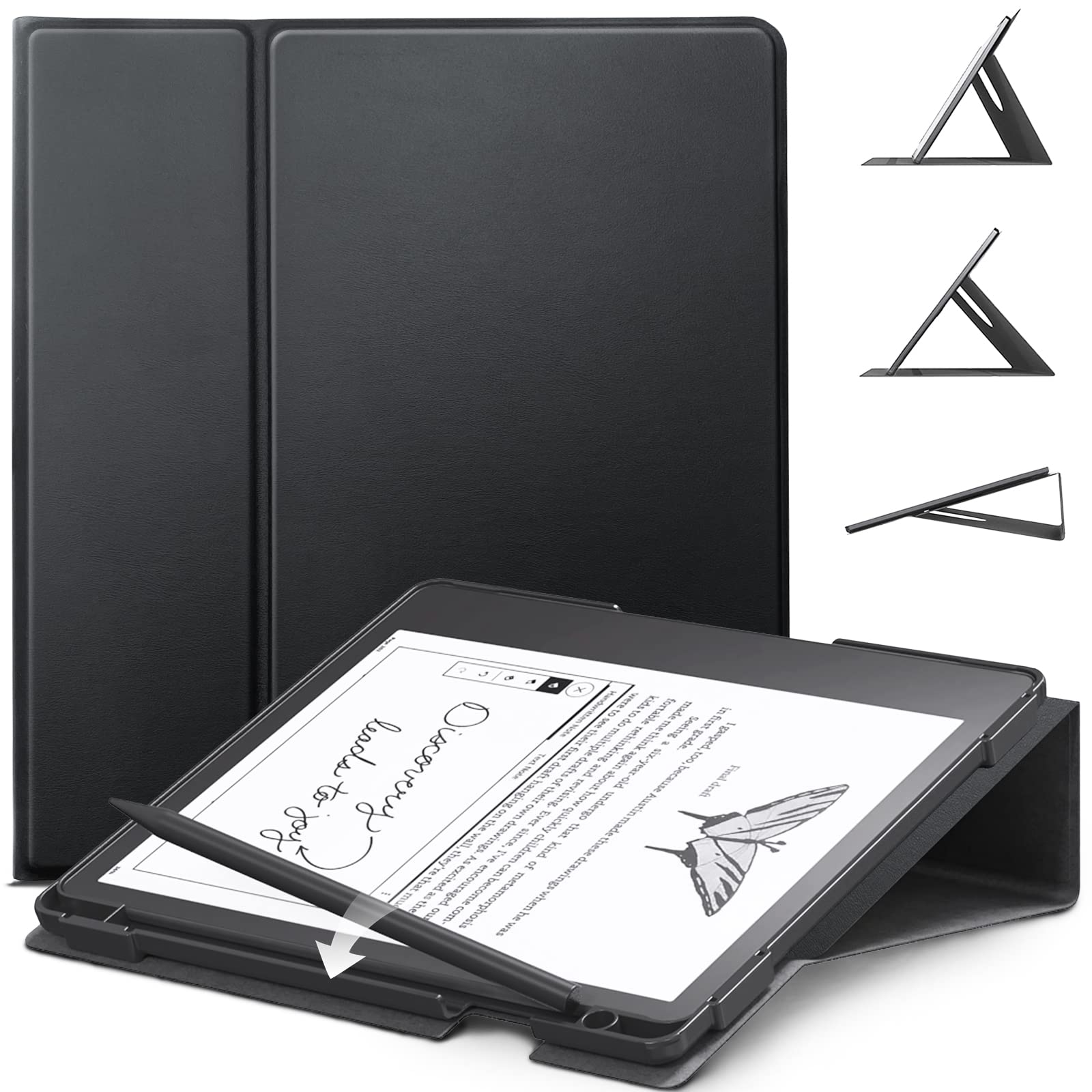 E NET-CASE Case for Kindle Scribe 10.2 inch 2024 & 2022 Released, Multi-Viewing Adjustable 360 Degree Rotating Stand Cover for Kindle Scribe 10.2”, Auto Sleep/Wake with Pen Holder, (Black)
