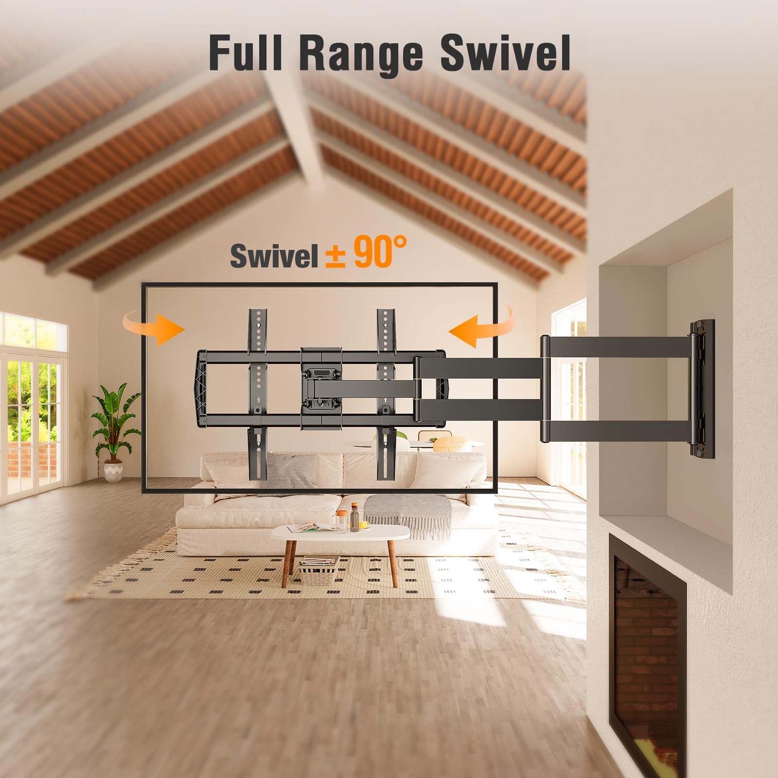 ELIVED Long Arm TV Wall Mount for Most 42-75 Inch TVs, 37.9 Inch Long Extension Corner TV Mount, Full Motion Wall Mount tv Bracket Swivel and Tilt, Holds up to 99 lbs. Max VESA 600x400mm, YD3038