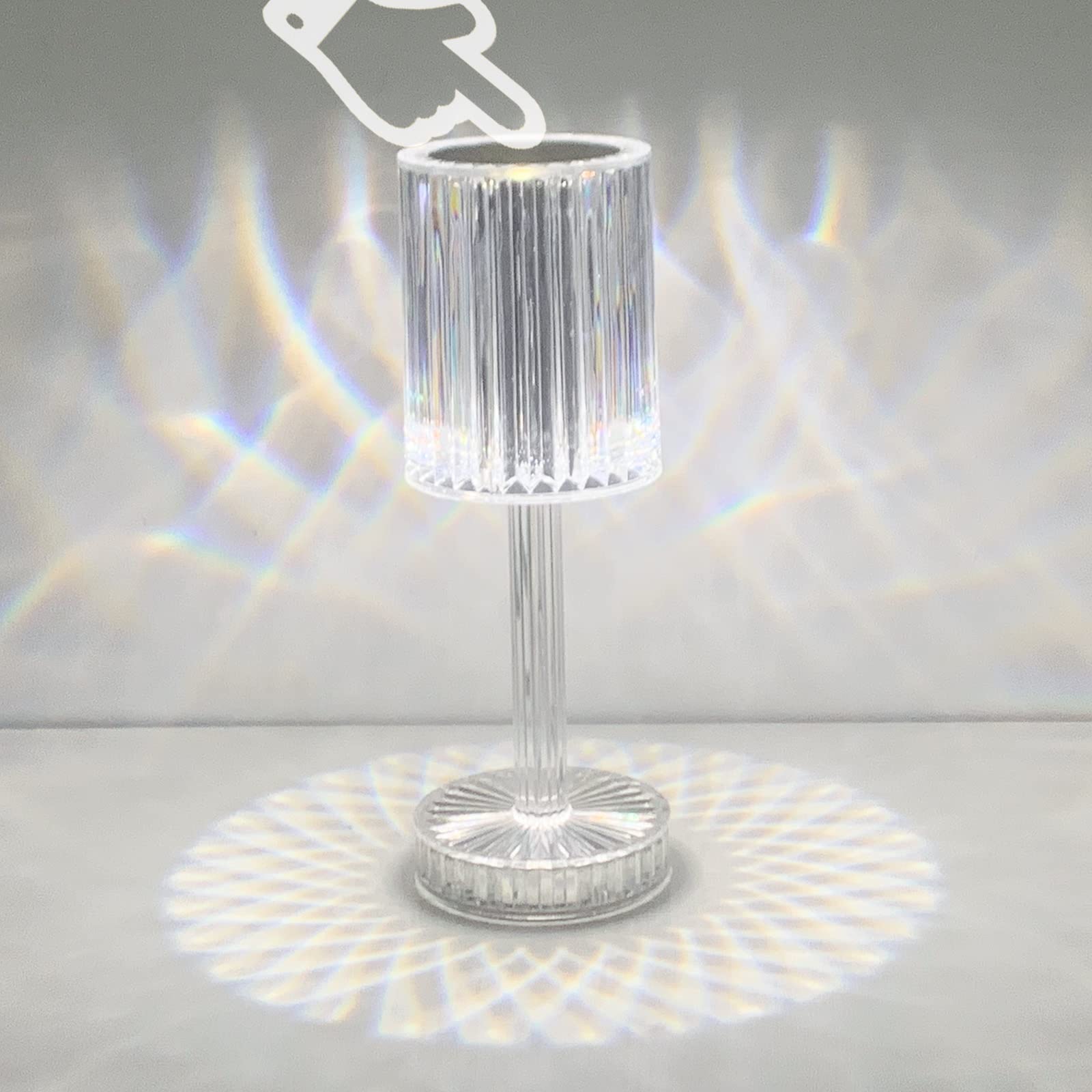 XVZ Crystal Table Lamp, Dimmable Touch, Cordless Rechargeable for Living Room, Bedroom, Bar, Hotel Decoration