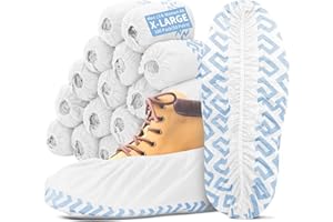 X-Large 100 Pack Shoe Covers Disposable Non-Slip, Black Non-Woven Fabric Boot Covers for Indoors Breathable Slip Resistant Du