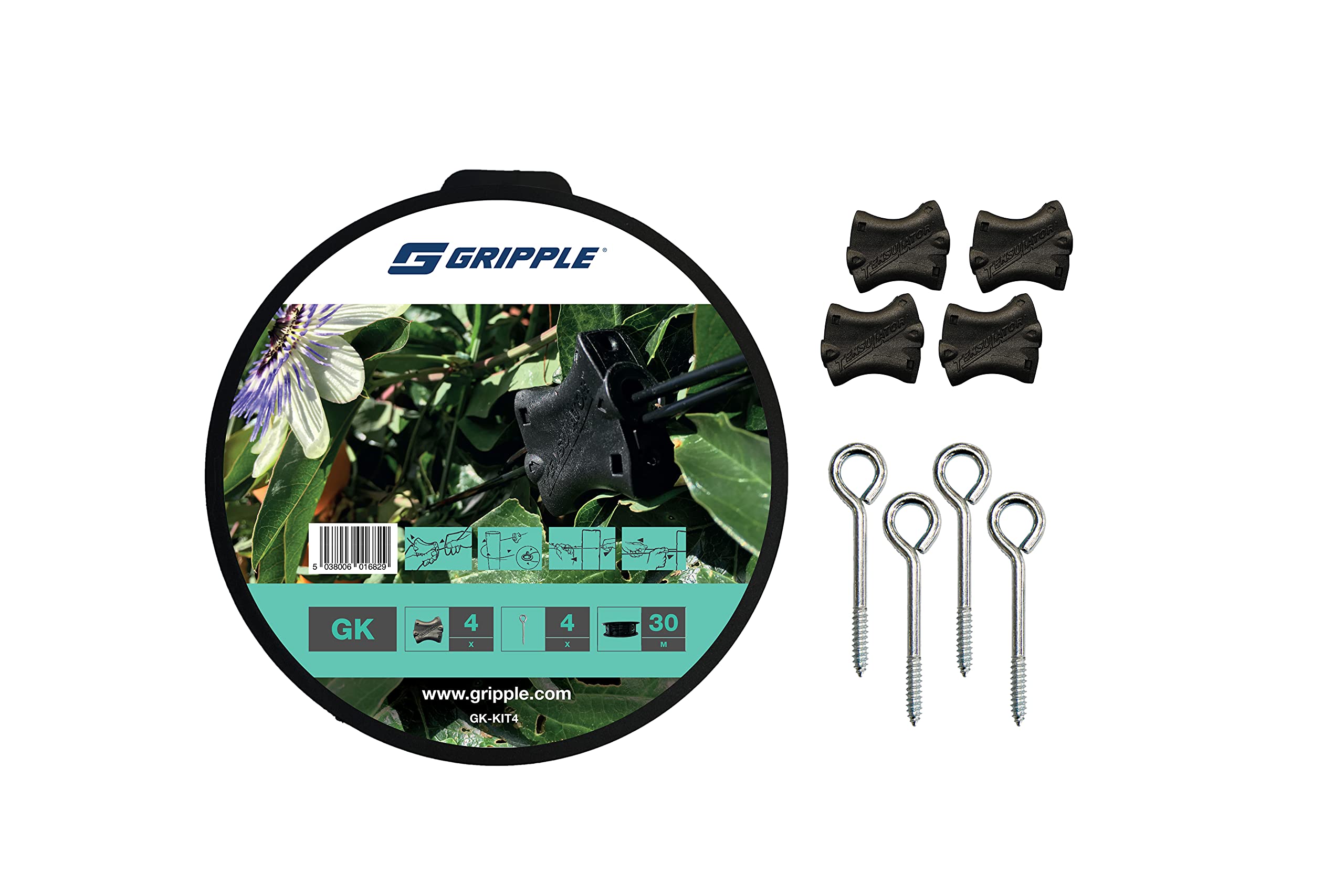 Gripple Starter Kit Easy Way To Trellis & Support Garden Plants Roses etc. 30 Metre Black
