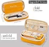 EASTHILL Big Capacity Pencil Case Linen Cotton Yellow 9x20 cm view 2