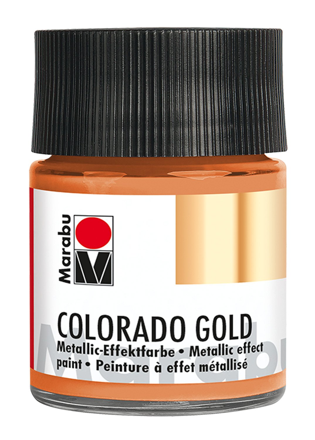 Marabu 12640005787 - Metallic Effect Paint, Colorado Gold Metallic Copper, 50 ml, Water-based, Non-fading, Weatherproof, Quick-drying, for Brushing and Dotting on Absorbent Surfaces