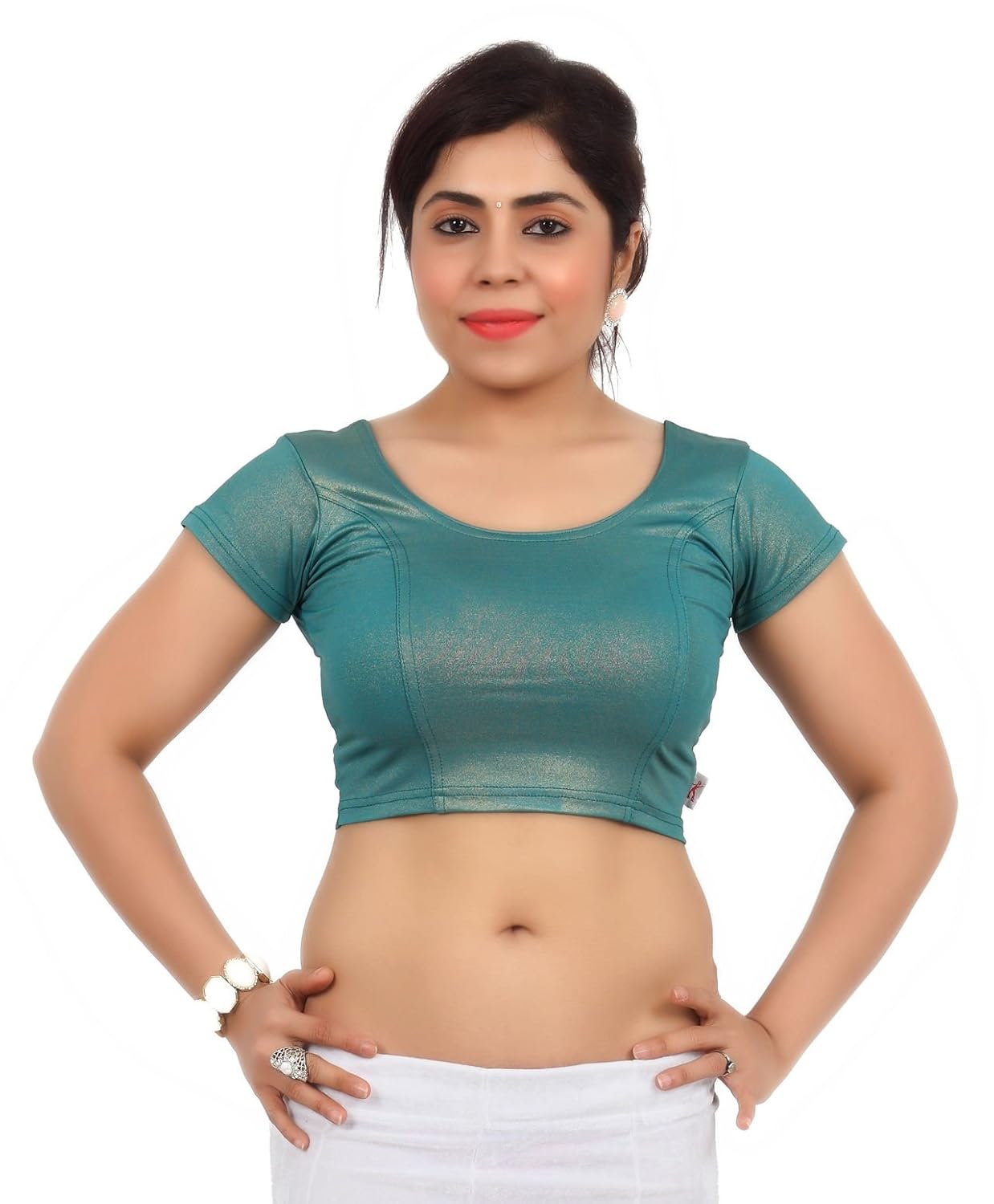 louis fashion cotton lycra fabric women blouse (2067-bl-green05)