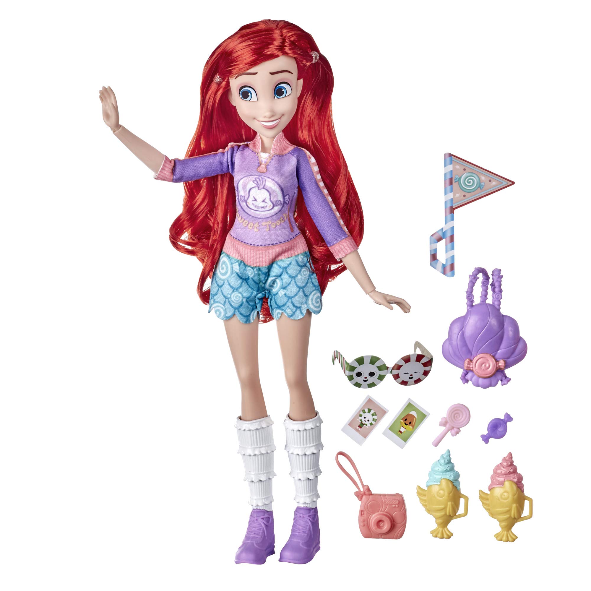 Disney Princess Comfy Squad Sugar Style Ariel Fashion Doll with Outfit and Sugar Rush-Inspired Accessories, Toy for Girls 5 Years and Up