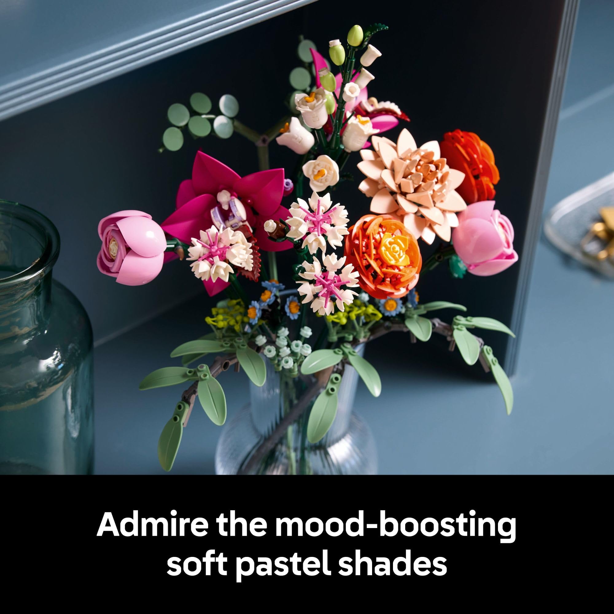 LEGO Botanicals Bonito ramo de flores rosas para construir para adultos - Regalos de aniversario para mujeres y hombres - Flores artificiales para decoración o exhibición de mesa - 10342