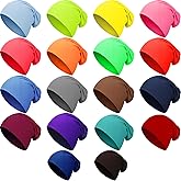 Syhood 18 Pieces Thin Knit Slouchy Cap Hip-Hop Sleep Cap Stretchy Baggy Beanie Hat Dwarf Hat for Women Men, 18 Colors