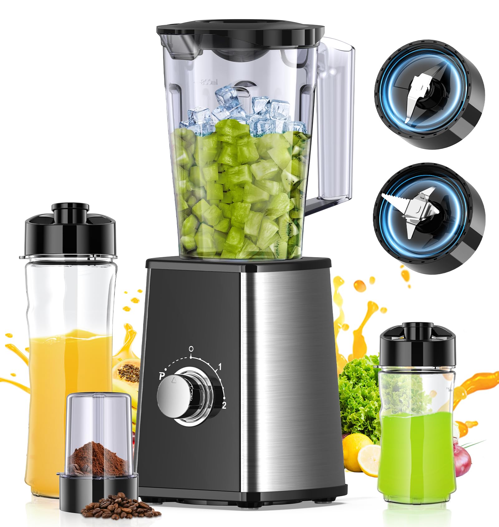 Photo 1 of Smoothie Blender, Personal Blenders for Smoothies and Shakes, Smoothies Maker and Coffee Grinder with 2 To-Go Cups, Countertop Blender for Kitchen, BPA Free