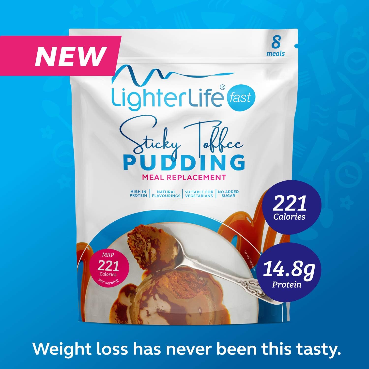 LighterLife Sticky Toffee Pudding, High in Protein, Meal Replacement Pudding, 8 Servings per Pack, 8 Servings (Pack of 1) - Image 3