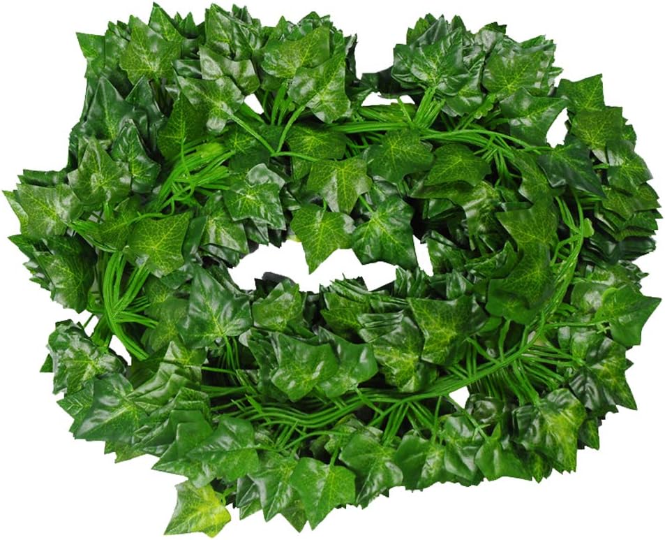 Yodosun 12 Strands 84 Feet Fake Ivy Hanging Plants Artificial Vines Leaves Greenery Garlands for Wedding Party Home Kitchen Garden Wall Swing Outdoor Decoration (A)